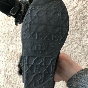 Australian Luxe Hatchet Wedge Boot with Rabbit fur